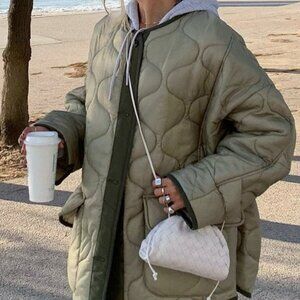 Olive Oversized Pocket Padded Liner Jacket Size M